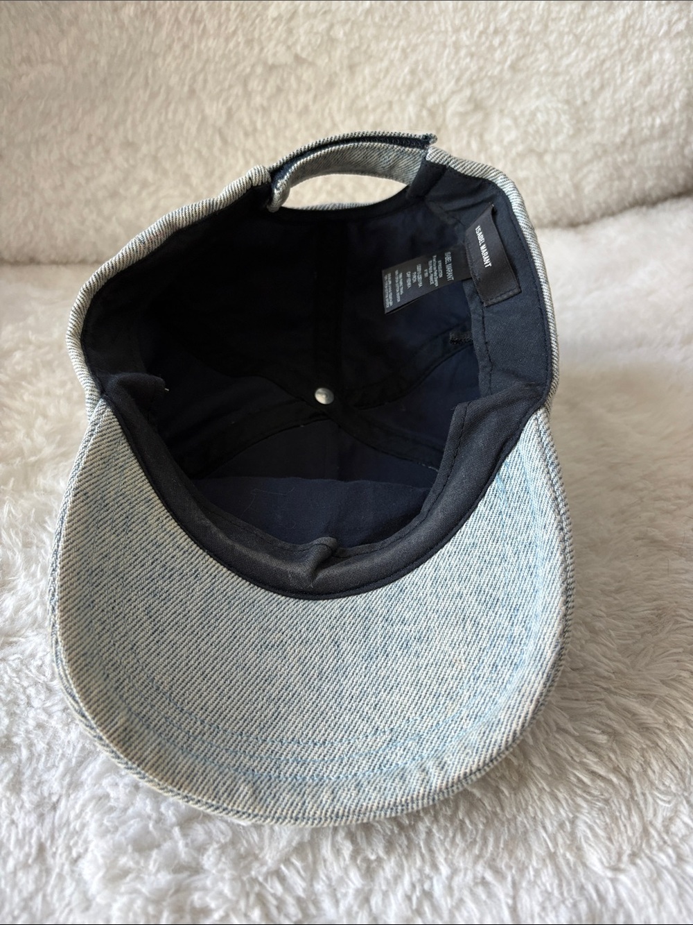 Isabel Marant Light Blue Denim Embroidered Logo Cap - Picture 4 of 6